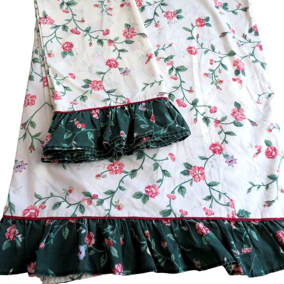 Vintage Cannon Full Sheet Set 1 Flat 2 Pillowcases Floral Ruffle Cottage Romanic - Picture 5 of 9
